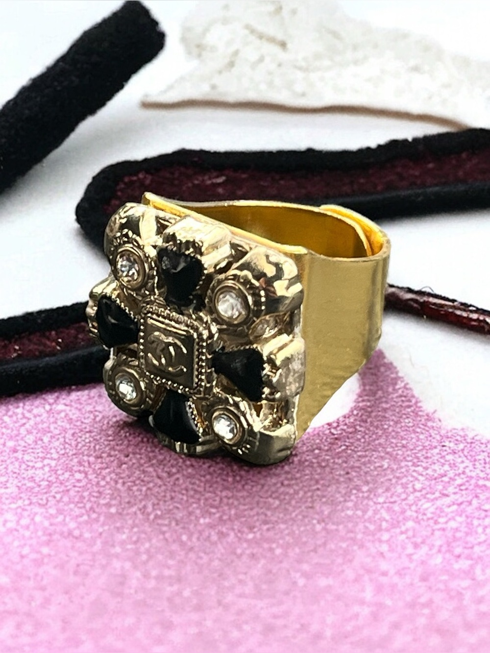 Upcycled CC  Button Cocktail Ring